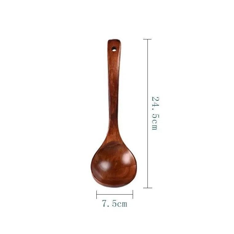 Handmade Wooden Soup Ladle Long Handle Spoon – Wood Kitchen Utensil Durable